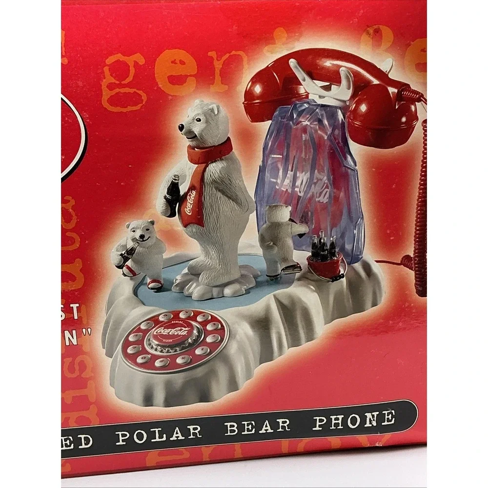 Vintage 2000 Coca Cola Animated Polar Bear Phone Coke Soda Telephone